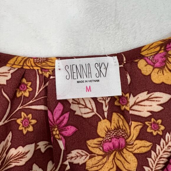 Sienna Sky Color Block Floral Crop Blouse Size Medium - Picture 3 of 6